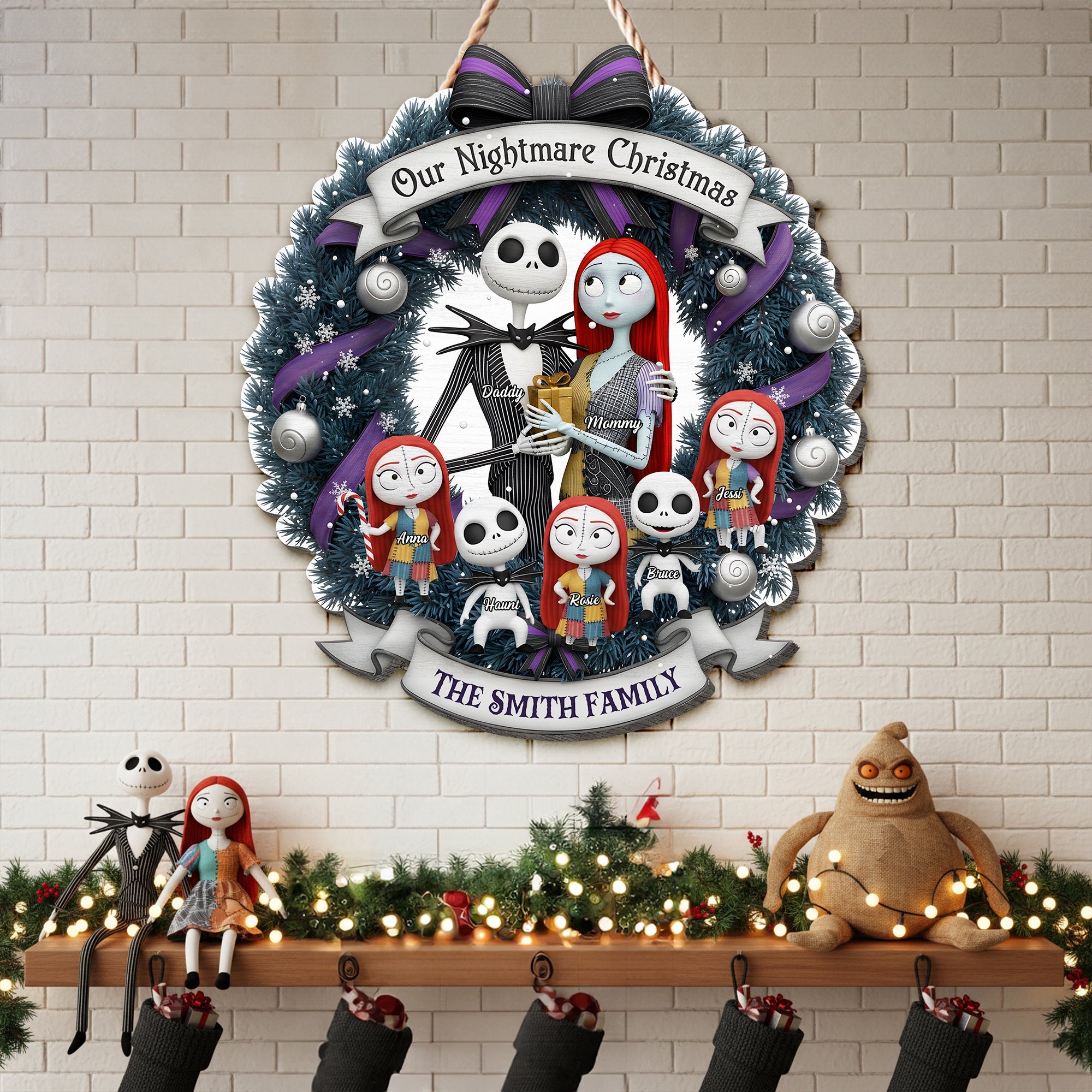Our Nightmare Christmas - Spooky Family Wood Sign - Personalized Gifts for Family Wood Sign PopCulturePrints