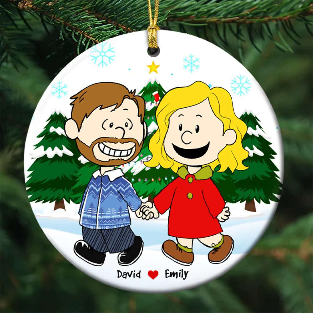 Celebrate Love this Christmas – Personalized Couple Ceramic Ornament Ornament PopCulturePrints