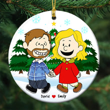 Load image into Gallery viewer, Celebrate Love this Christmas – Personalized Couple Ceramic Ornament Ornament PopCulturePrints
