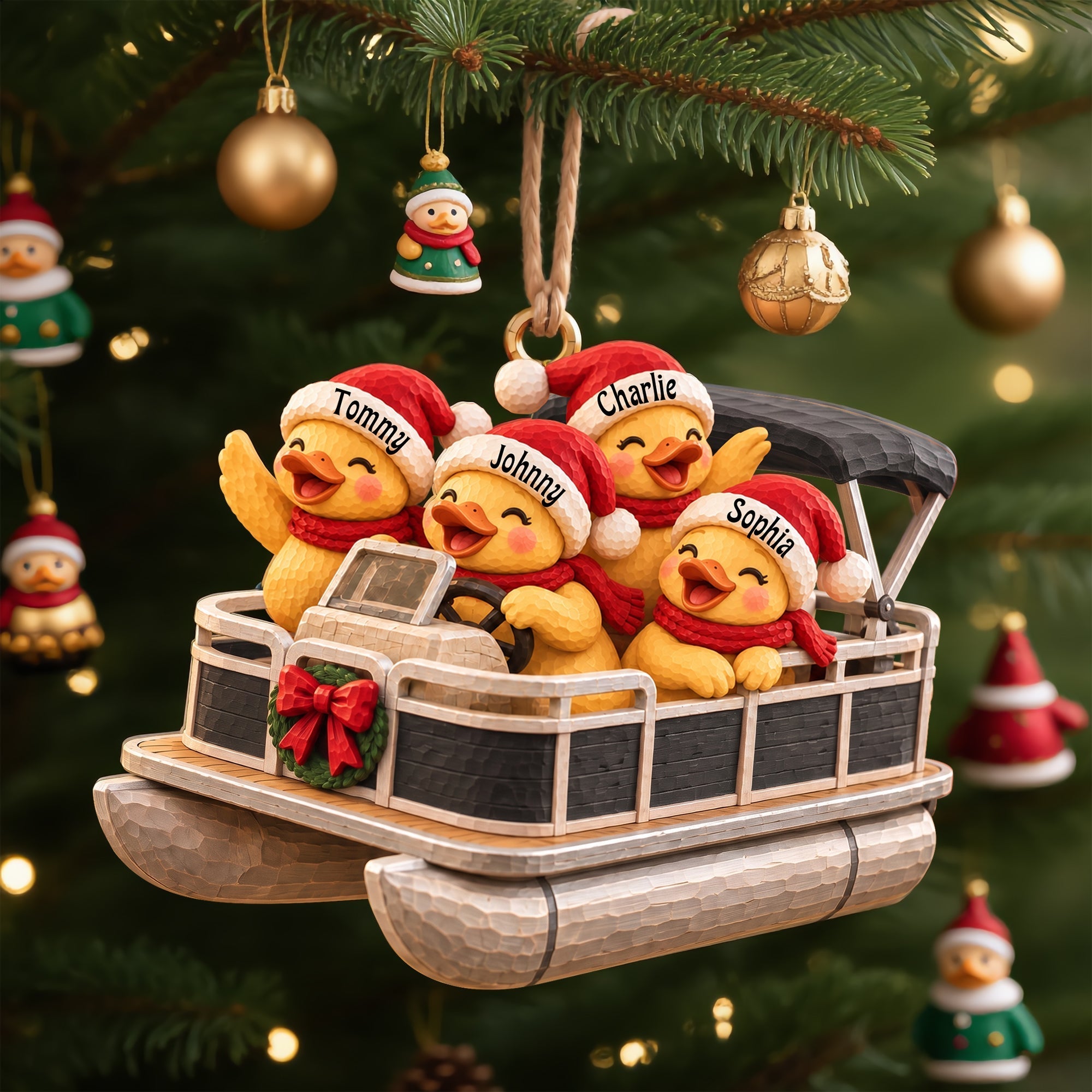 “Ducking Fun on the Water!” - Personalized Ornament for Pontoon Lovers