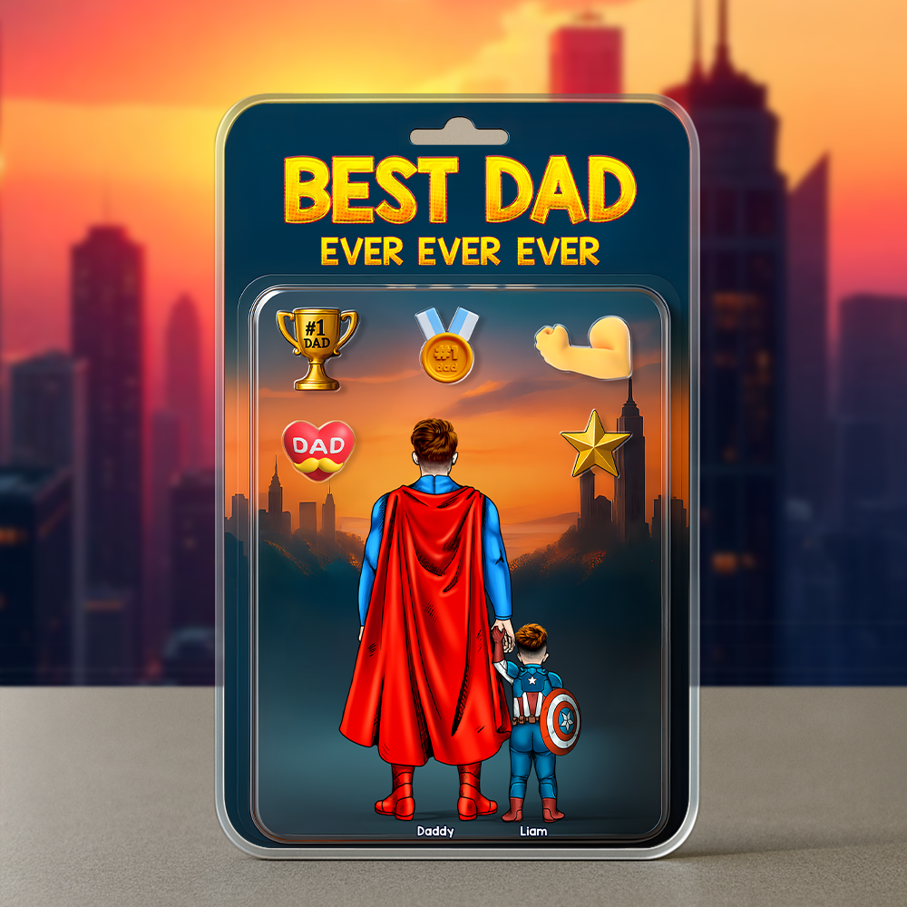 Best Dad Ever - Personalized Super Dad Plaque - Unique Gift for Dad and Grandpa Shaped Plaques PopCulturePrints