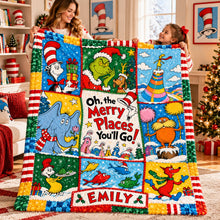 Load image into Gallery viewer, Oh, the Merry Places You'll Go! - Personalized Magical Movie Worlds Blanket for Movie Lovers Blanket PopCulturePrints
