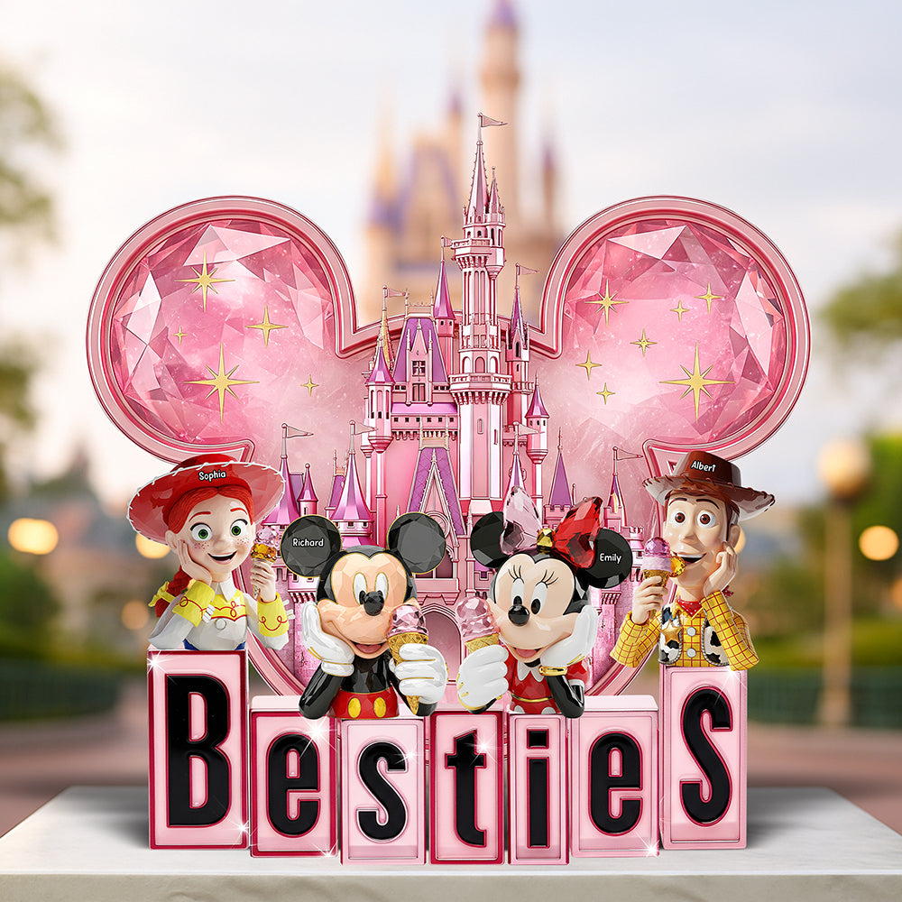 Celebrate Friendship with Our Cartoon Friends Acrylic Plaque – Personalized Gifts for Besties Shaped Plaques PopCulturePrints