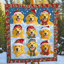 Load image into Gallery viewer, Golden Retriever Christmas Quilt Bed Set for Dog Lovers Blanket PopCulturePrints
