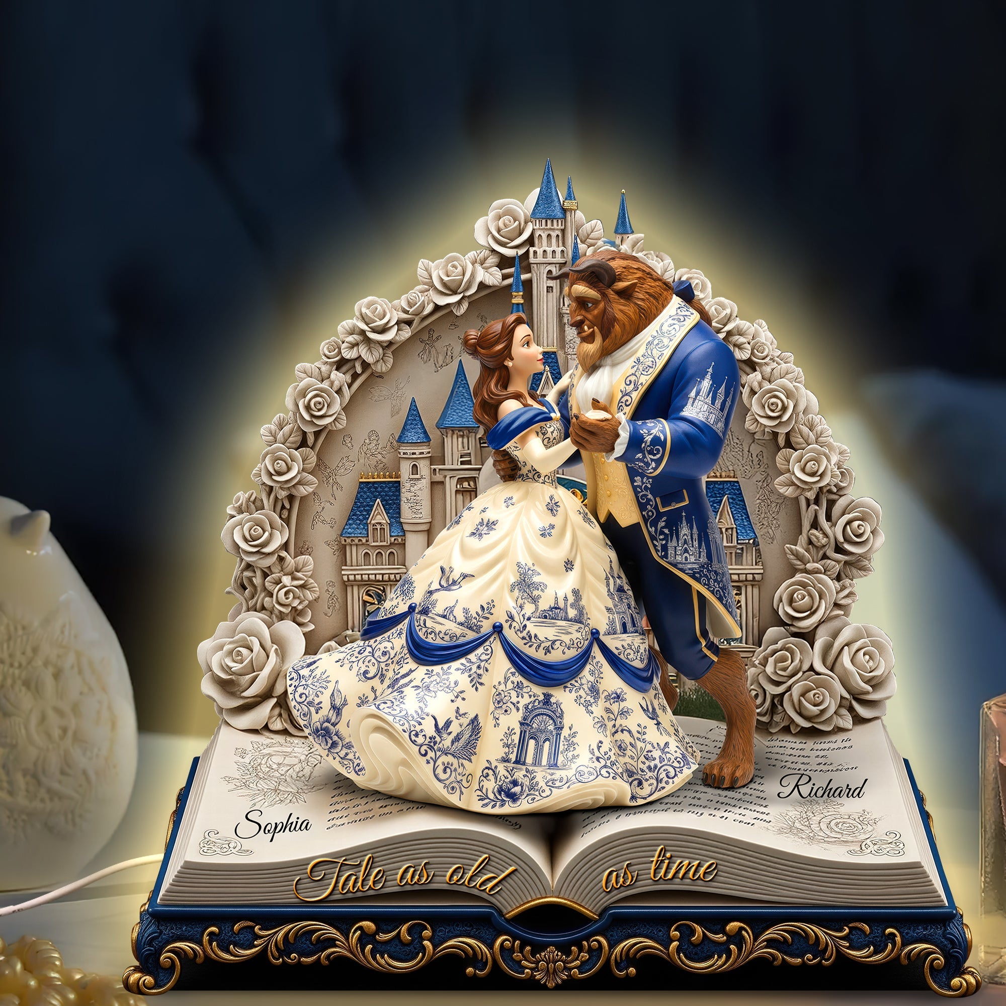 “Tale as old as time, a timeless love story” - Romantic Couple Acrylic Light Box - Personalized Gift for Couples Light Box PopCulturePrints