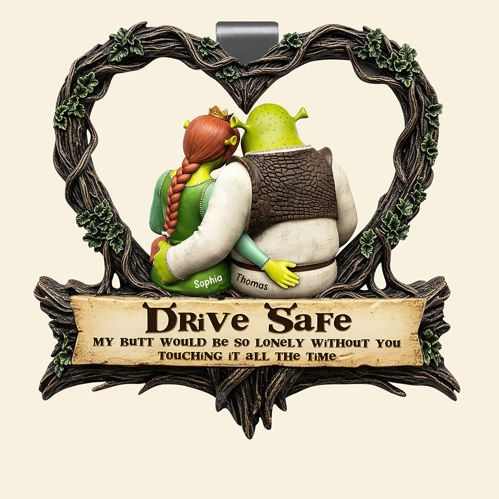 Drive Safe, My Butt Would Be So Lonely Without You - Naughty Green Couple Car Visor Clip Car Visor Clip PopCulturePrints