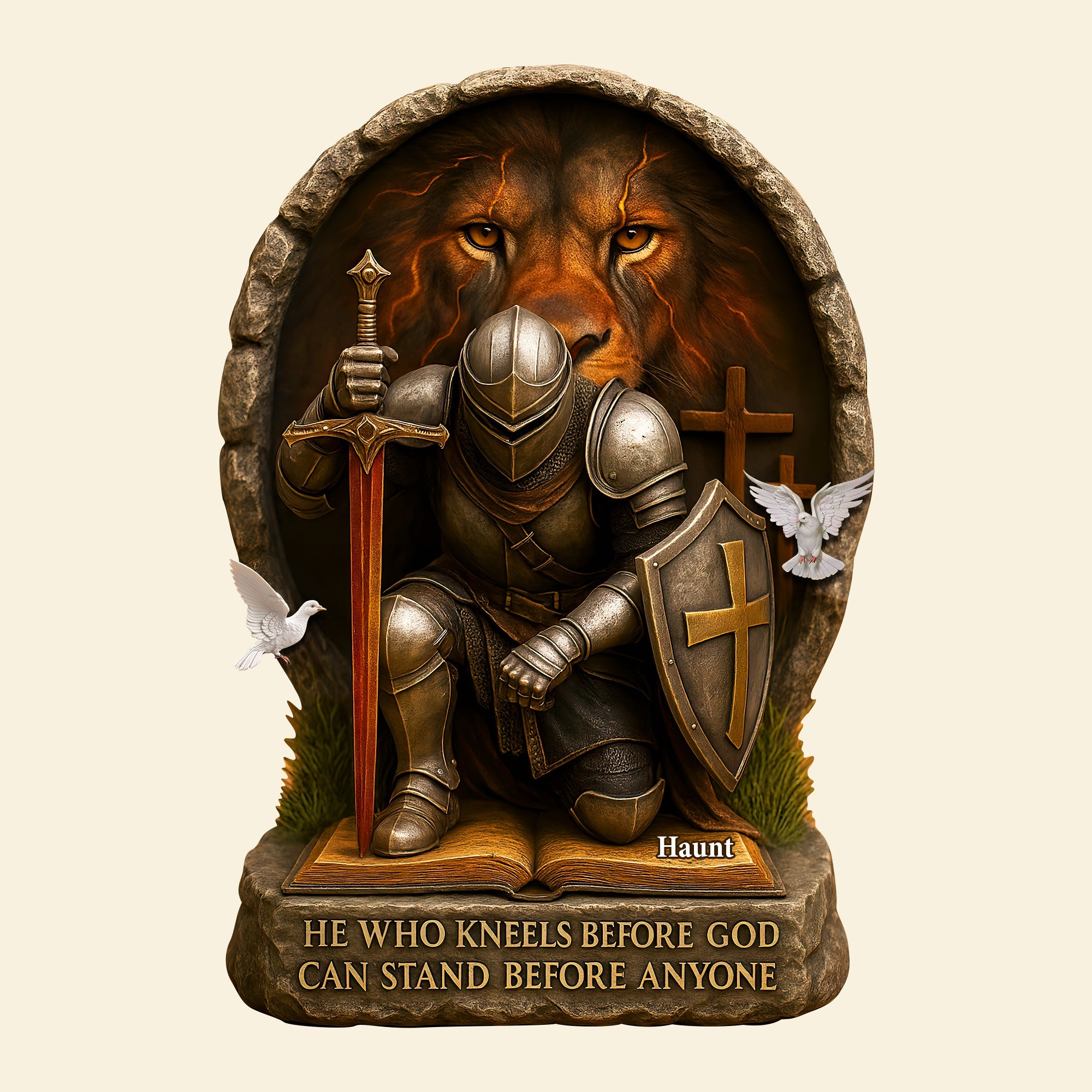 He Who Kneels Before God - Personalized Acrylic Plaque for Jesus Lovers Shaped Plaques PopCulturePrints