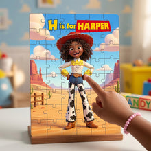 Load image into Gallery viewer, “Unleash Your Inner Cowgirl!” - Custom Photo Cowgirl Jigsaw Puzzle - Personalized Gift for Kids
