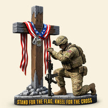 Load image into Gallery viewer, Stand for the Flag, Kneel for the Cross - Custom Veteran Plaque Shaped Plaques PopCulturePrints
