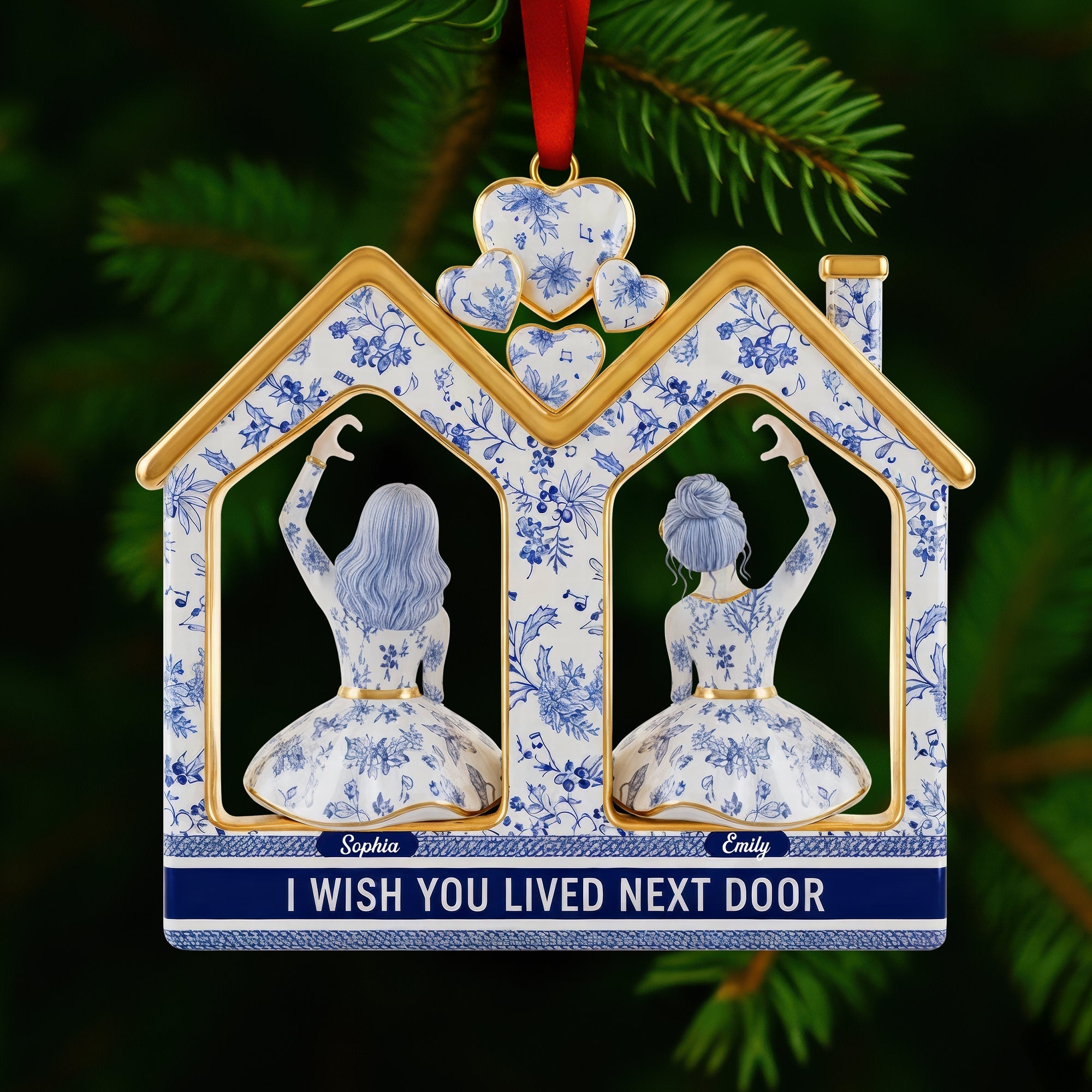 I Wish You Lived Next Door - Personalized Long-distance Friendship Acrylic Ornament Ornament PopCulturePrints