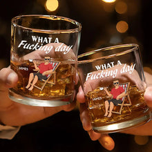 Load image into Gallery viewer, What A Day! Funny Personalized Whiskey Glass - Custom Gift for Friends, Fathers, and Groomsmen Whiskey Glass PopCulturePrints
