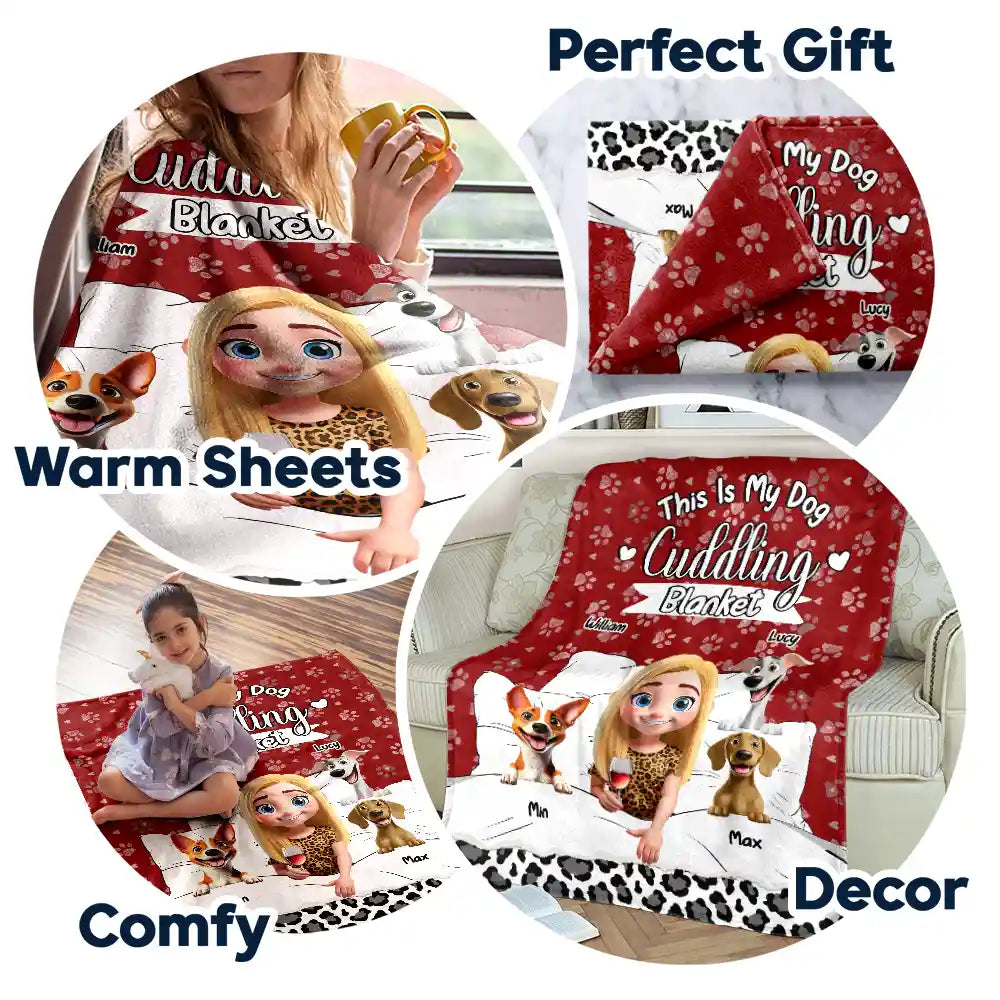 Snuggle Up with Love - Personalized Cuddling Blanket for Dog Lovers - Gift for Mom, Grandma, and Pet Owners Fleece Blanket PopCulturePrints