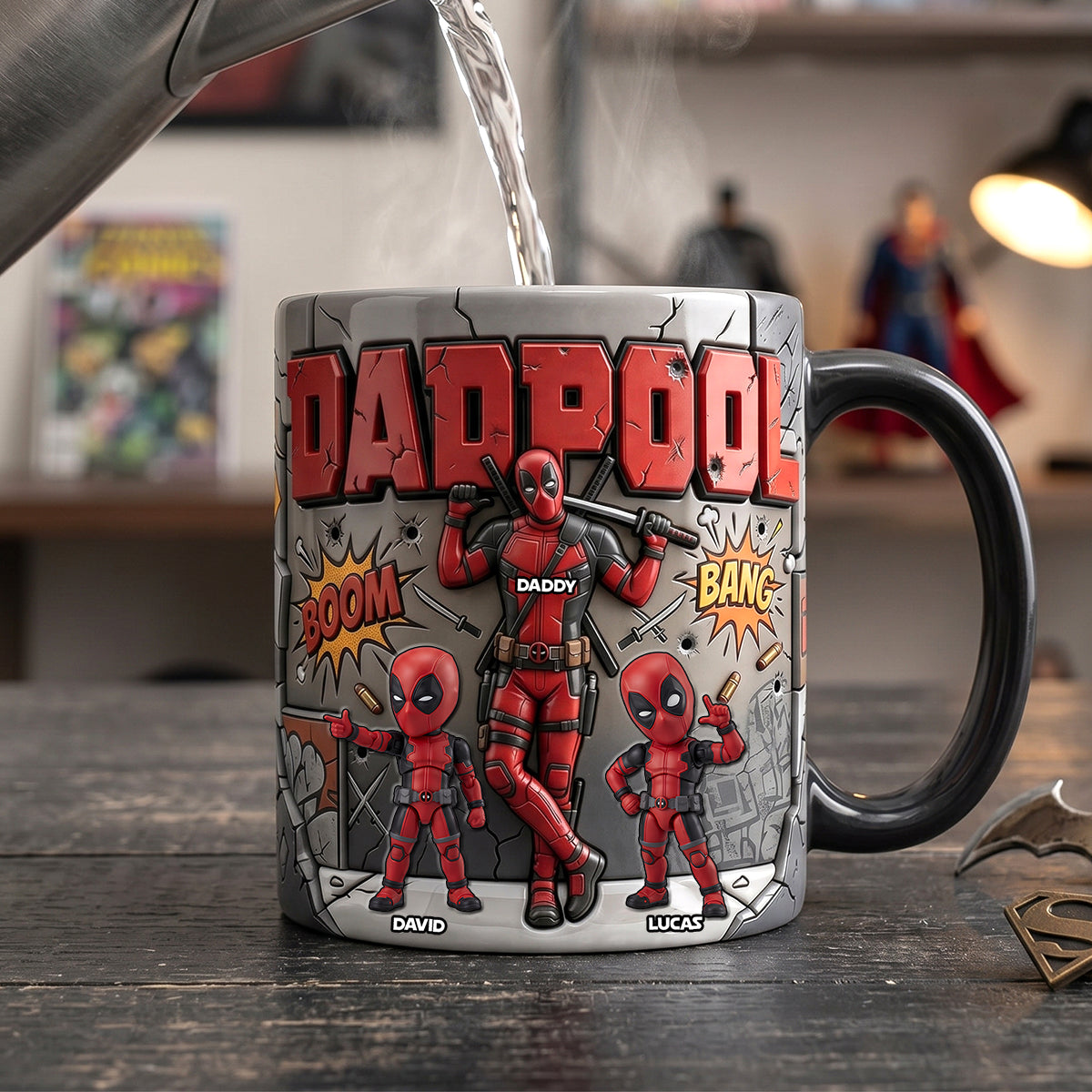 "Fighting Dad and Kids Unite!" - Funny Fighter Dad And Kids Magic Mug - Personalized Gifts for Dads Coffee Mug PopCulturePrints