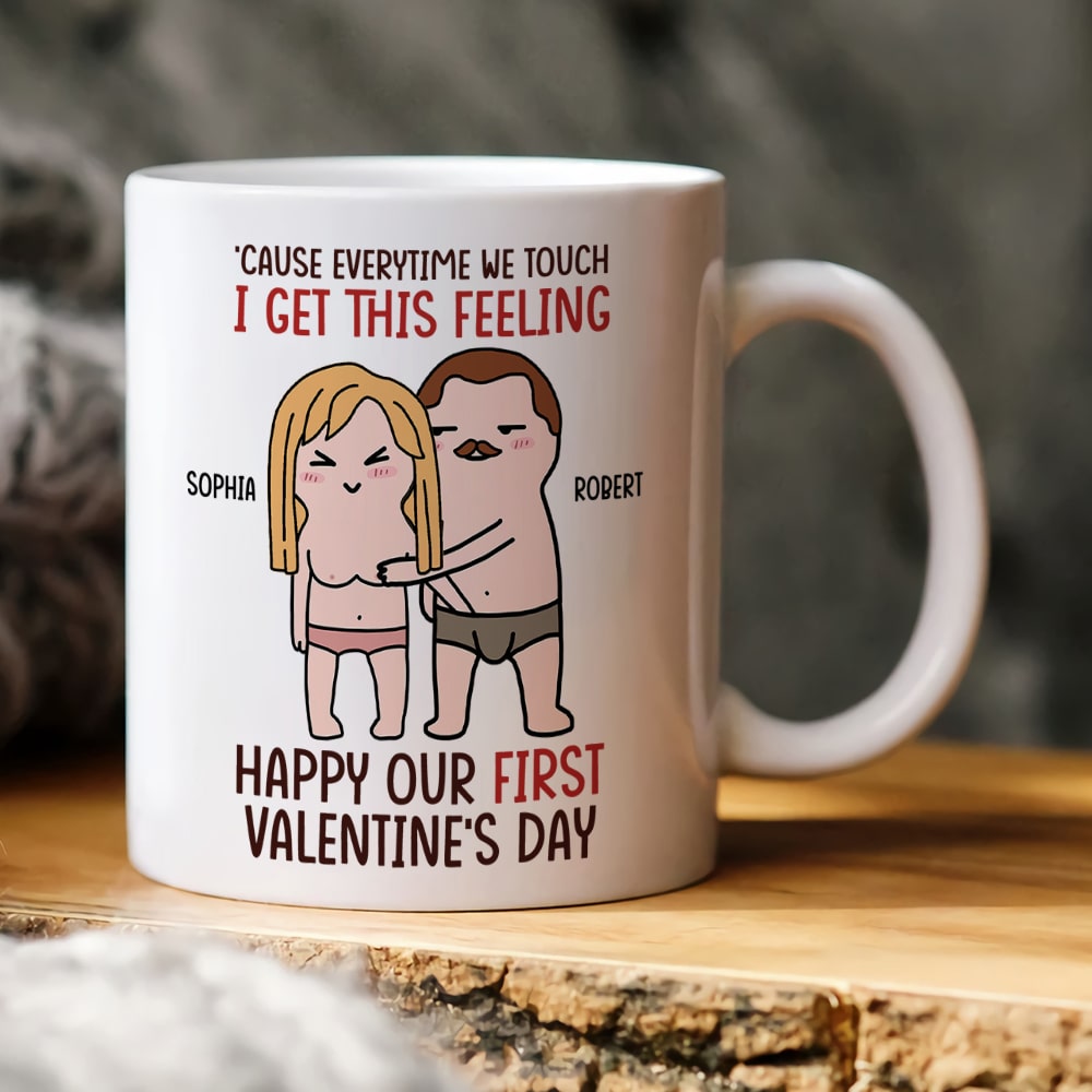 Personalized Romantic Couple Mug - 'Everytime We Touch' Theme