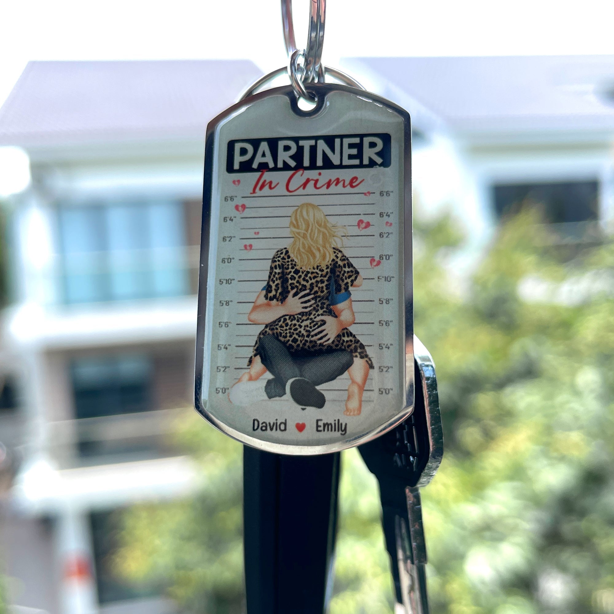 Personalized Partner in Crime Keychain - Customized Engraved Stainless Steel Gift Keychains PopCulturePrints