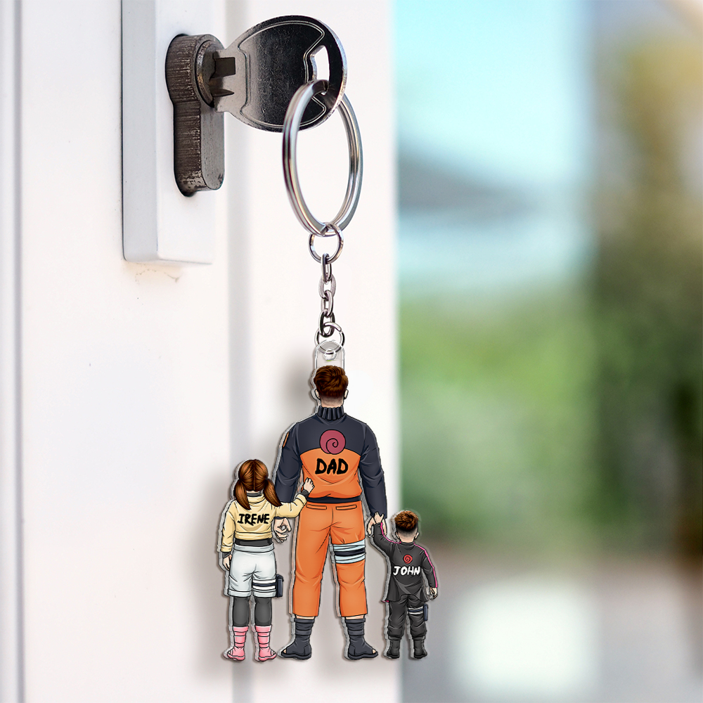 “Celebrate Dad's Love with a Personalized Anime Dad Keychain” - Custom Keychain for Father, Gift for Dad and Grandpa Keychains PopCulturePrints