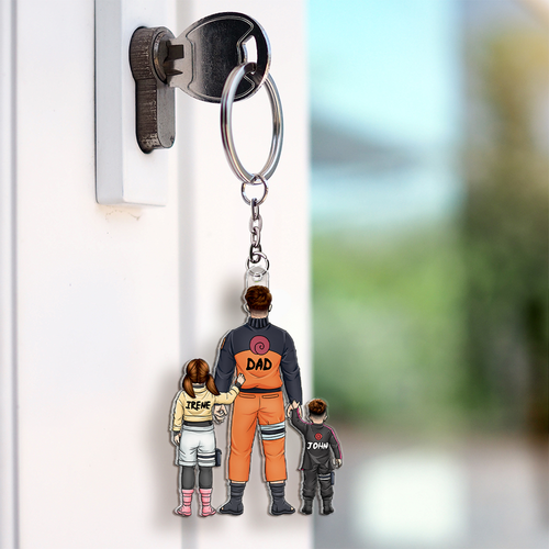 “Celebrate Dad's Love with a Personalized Anime Dad Keychain” - Custom Keychain for Father, Gift for Dad and Grandpa Keychains PopCulturePrints