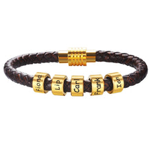 Load image into Gallery viewer, Custom Family Name Braided Leather Bracelet for Dad Bracelets PopCulturePrints
