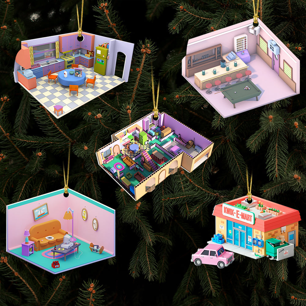 Custom Movie Lover Christmas Ornament - Isometric Room Design Ornament PopCulturePrints