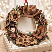 Load image into Gallery viewer, Cowboy Wooden Wreath Acrylic Ornament - Personalized Christmas Gifts 05ttdt091026 Ornament PopCulturePrints
