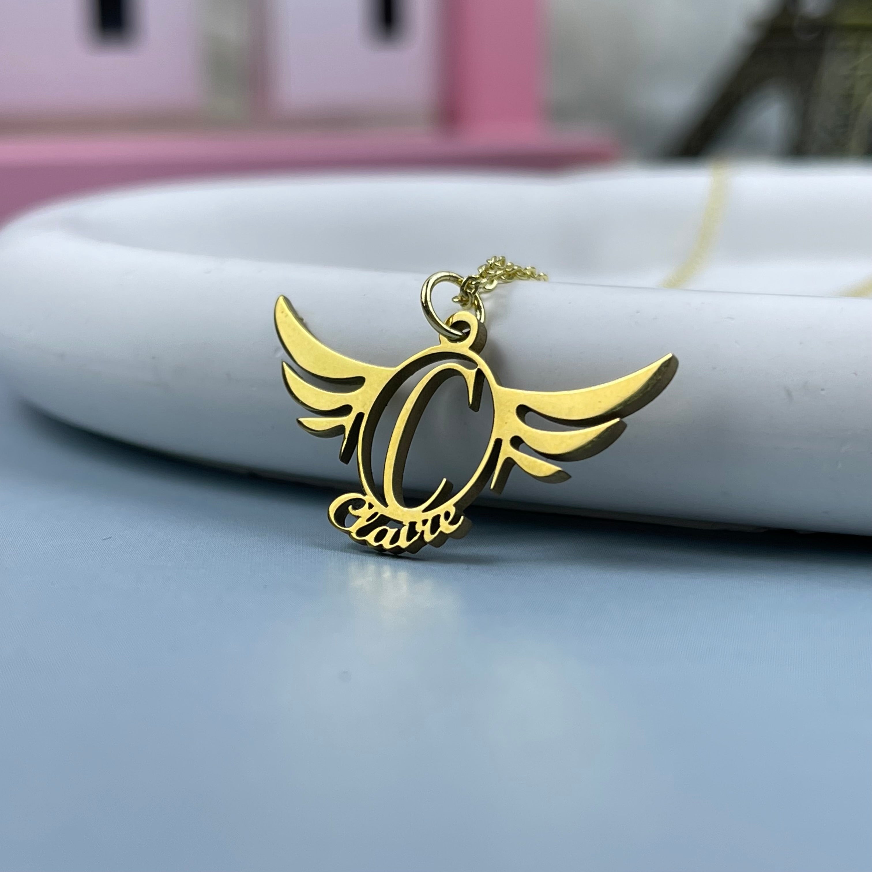 "Spread Your Wings with Personalized Style" - Angel Wing Charm Necklace, Custom Gift for Mom, Grandma, or Any Loved One Necklace PopCulturePrints