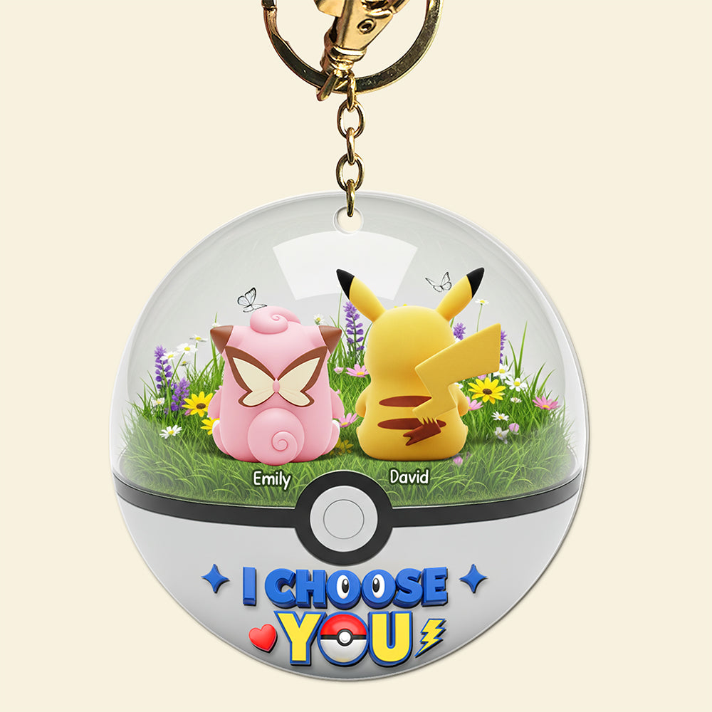 "Bonded by Adventure: I Choose You!" - Cartoon Couple Keychain, Personalized Gift for Couples Keychains PopCulturePrints