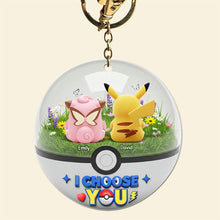 Load image into Gallery viewer, &quot;Bonded by Adventure: I Choose You!&quot; - Cartoon Couple Keychain, Personalized Gift for Couples Keychains PopCulturePrints
