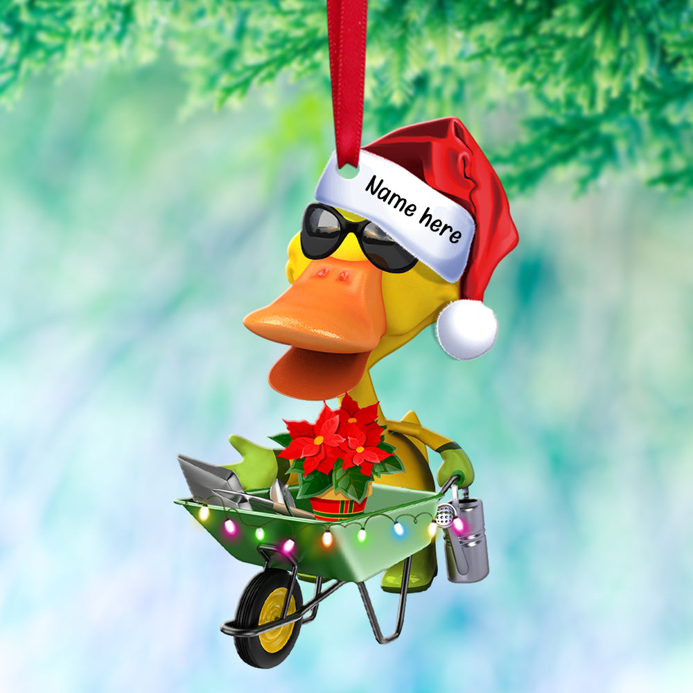 Personalized Gardening Duck Christmas Ornament - Unique Xmas Gift for Gardeners