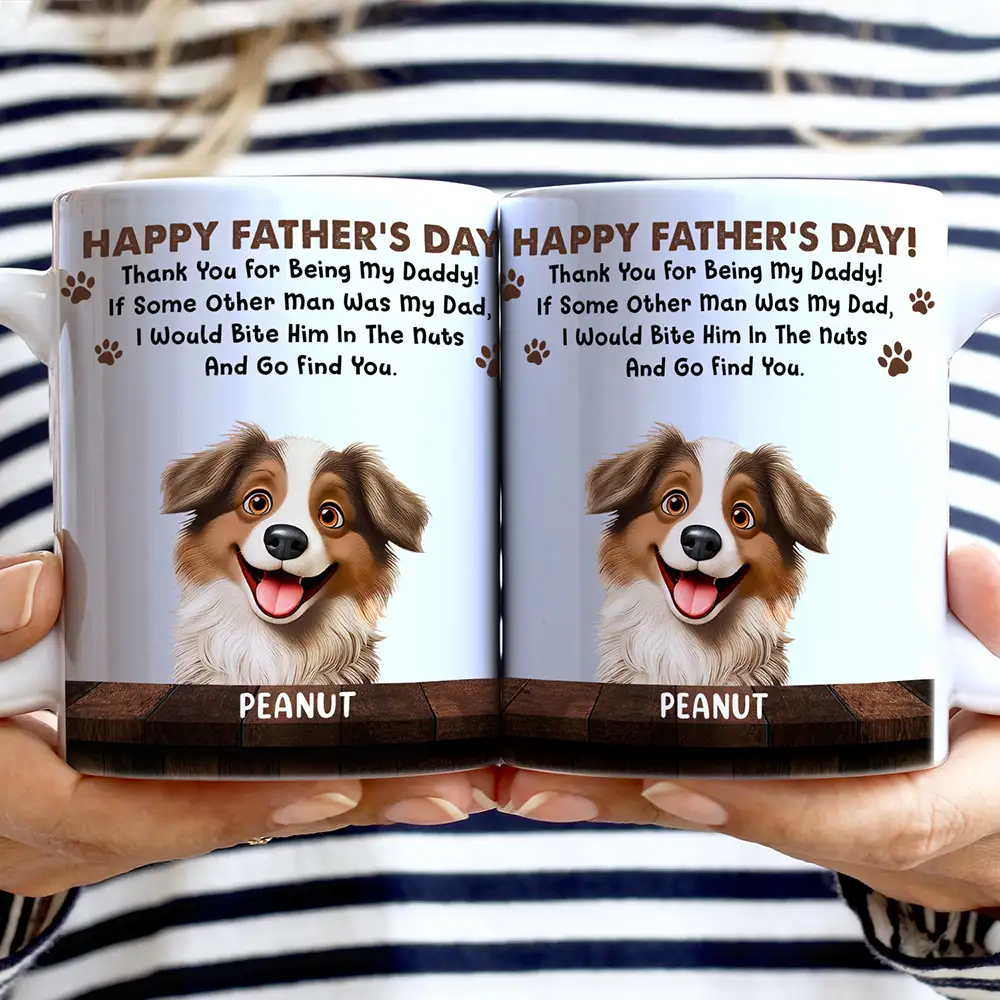 Funny Dog Quote for Dad - Personalized White Edge-to-Edge Mug Mug PopCulturePrints