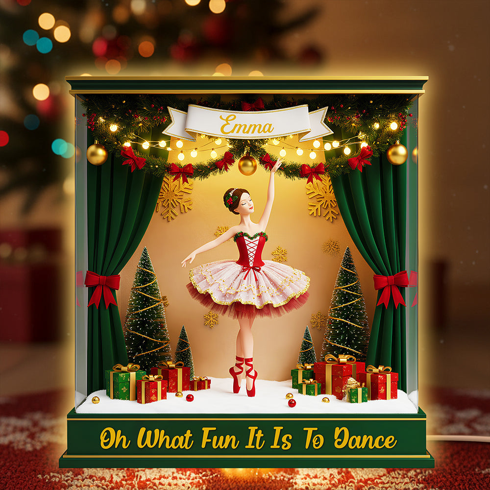 Oh What Fun It Is To Dance - Personalized Ballet Christmas Light Box Gift for Dancers Light Box PopCulturePrints