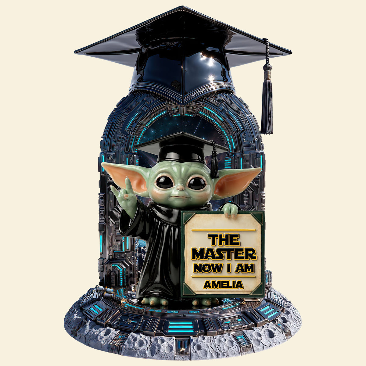 The Master Now I Am - Graduation Green Aliens Acrylic Plaque - Personalized Gifts for Graduates Shaped Plaques PopCulturePrints
