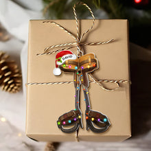 Load image into Gallery viewer, Personalized Lineman Christmas Ornament with Climbing Spikes Ornament PopCulturePrints
