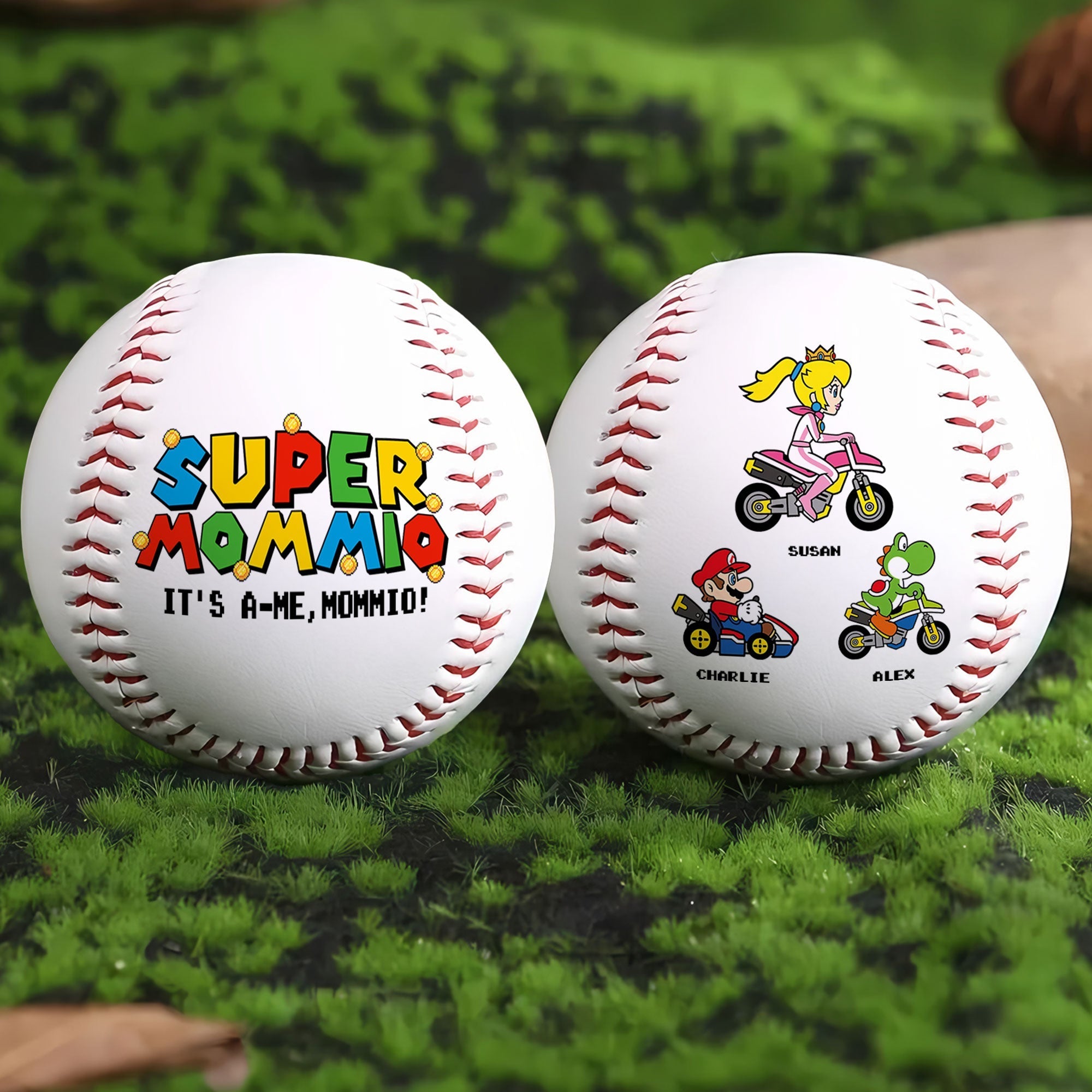 "Super Mom! Celebrate Motherhood with Custom Baseball Gift" - Personalized Baseball for Mom and Grandma Baseball PopCulturePrints