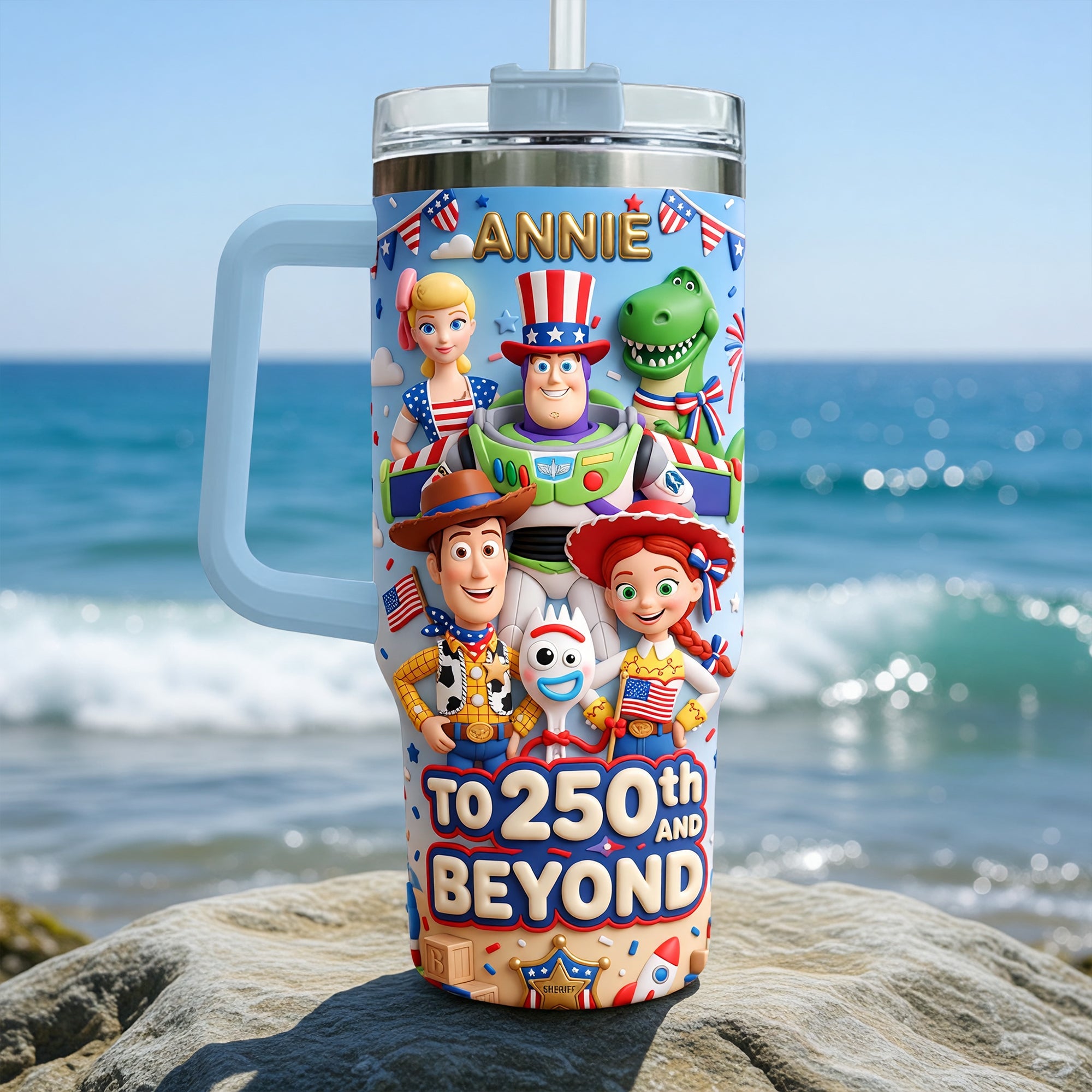 Celebrate 250 Years of America! - Personalized USA 250th Anniversary Tumbler With Handle - Perfect Gift for Patriots