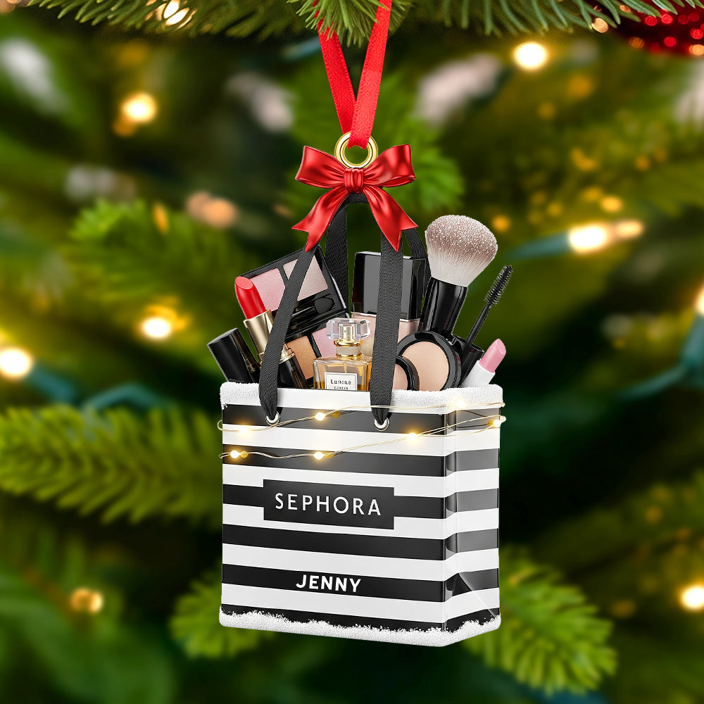"For the Makeup Lovers: A Personalized Christmas Ornament - Perfect Gift for Beauty Enthusiasts" Ornament PopCulturePrints