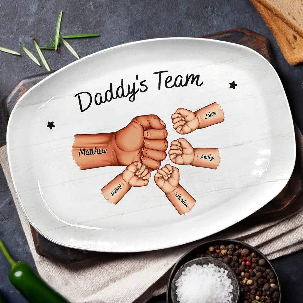 Daddy's Team Hand Punch - Personalized Plate Plate PopCulturePrints