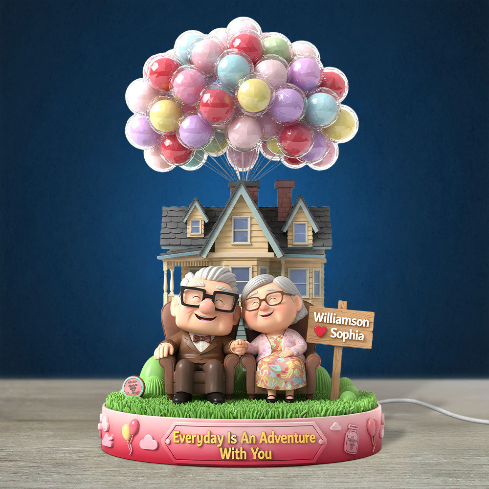 Everyday Is An Adventure With You - Happy Old Couple Light Box | Personalized Gifts for Couples Light Box PopCulturePrints
