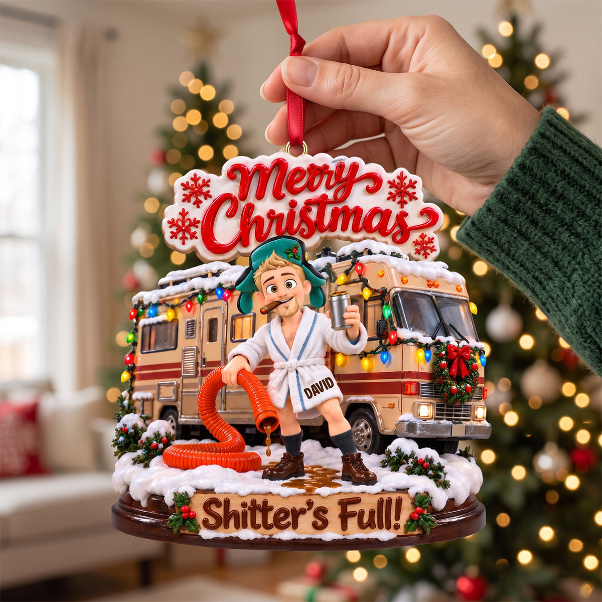 Merry Christmas! Shitter's Full! – Personalized Acrylic Ornament for Holiday Cheer