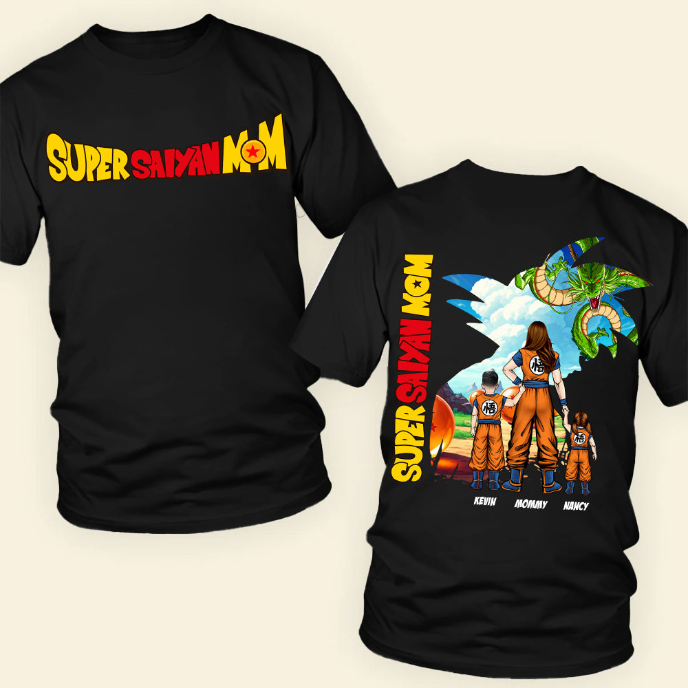 Empower Your Super Mom - Personalized Super Saiyan Mom Shirt - Gift for Moms and Grandmas Shirts PopCulturePrints