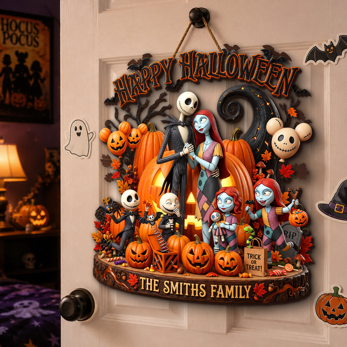 Spooky Family - Personalized Happy Halloween Acrylic Sign