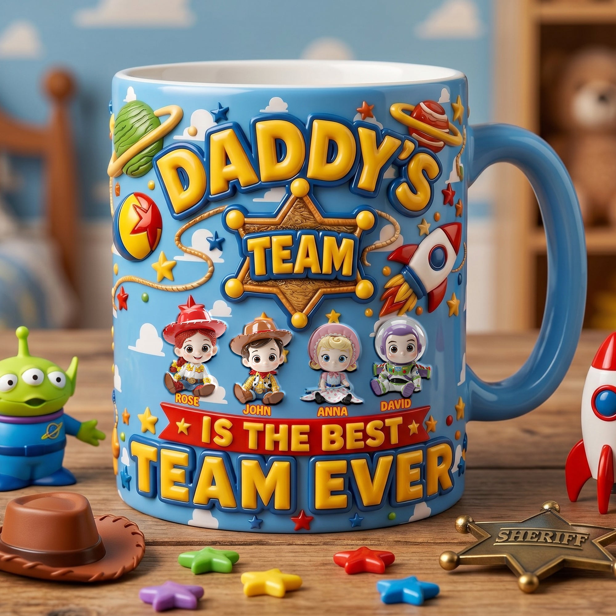 Daddy's Team is the Best Team Ever - Personalized Accent Mug for Dads & Grandpas Coffee Mug PopCulturePrints