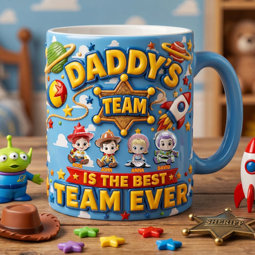 Daddy's Team is the Best Team Ever - Personalized Accent Mug for Dads & Grandpas Coffee Mug PopCulturePrints