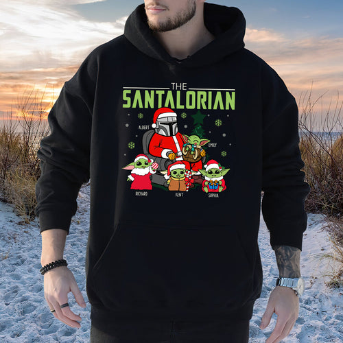 Personalized 'The Santalorian' Family Christmas Hoodie Shirts PopCulturePrints