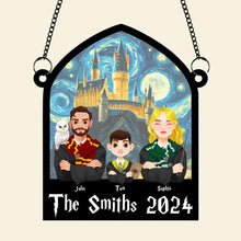 Load image into Gallery viewer, Personalized Family Wizard Hanging Sign - Custom Magic School Fan Art
