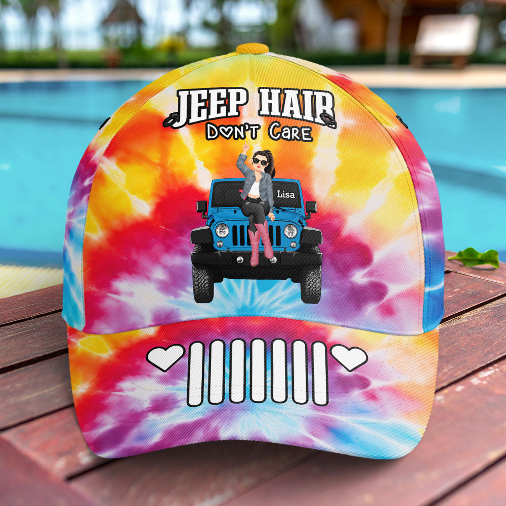 Jeep Hair Don't Care Personalized Tie-Dye Cap