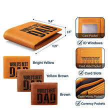 Load image into Gallery viewer, World&#39;s Best Dad - The Man Myth Legend - Personalized Engraved Leather Wallet Engraved Leather Wallet PopCulturePrints
