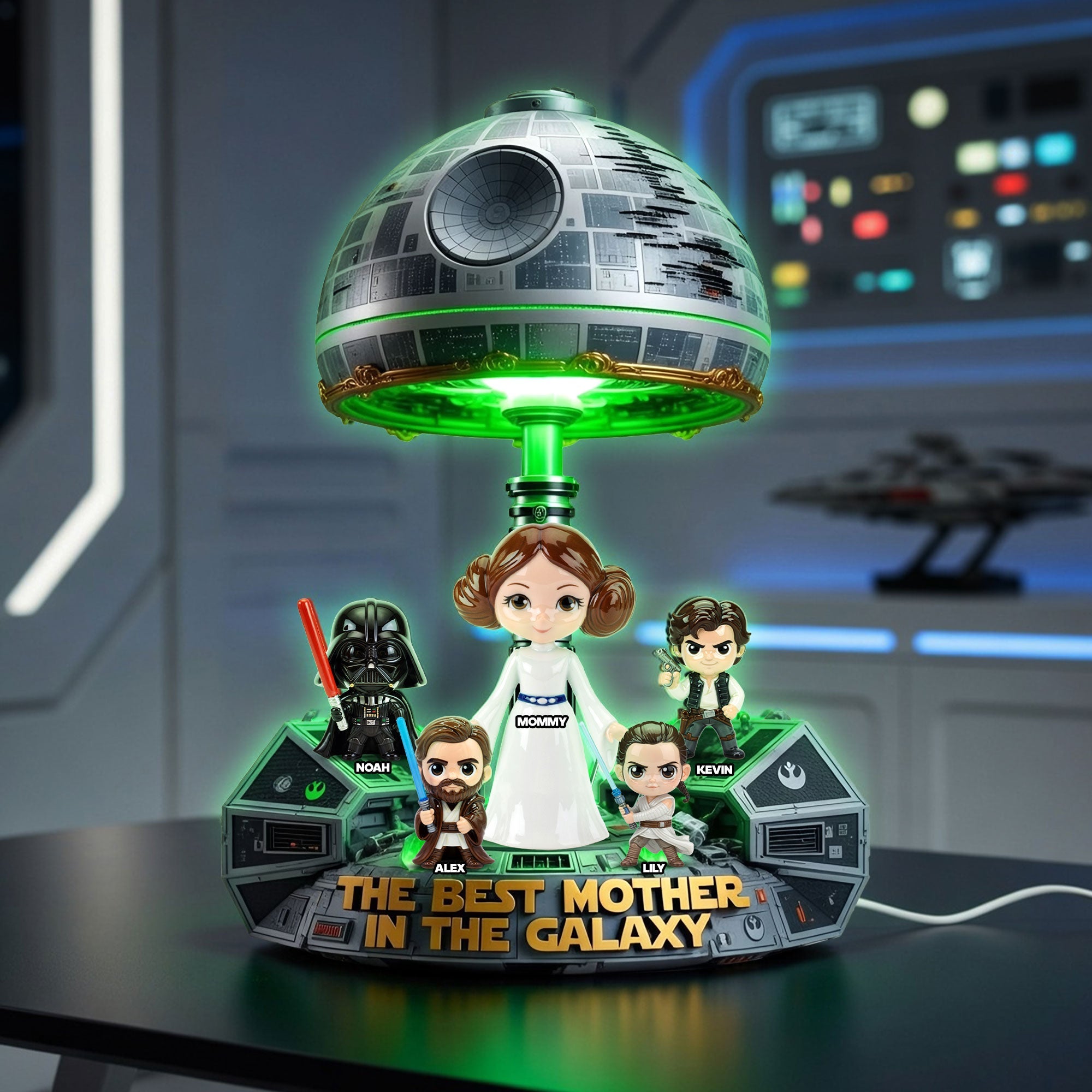 "The Best Mother in the Galaxy" - Spaceship Sci-fi Theme Personalized Acrylic Light Box - Gift for Mom, Grandma, and All Star Wars Fans Light Box PopCulturePrints
