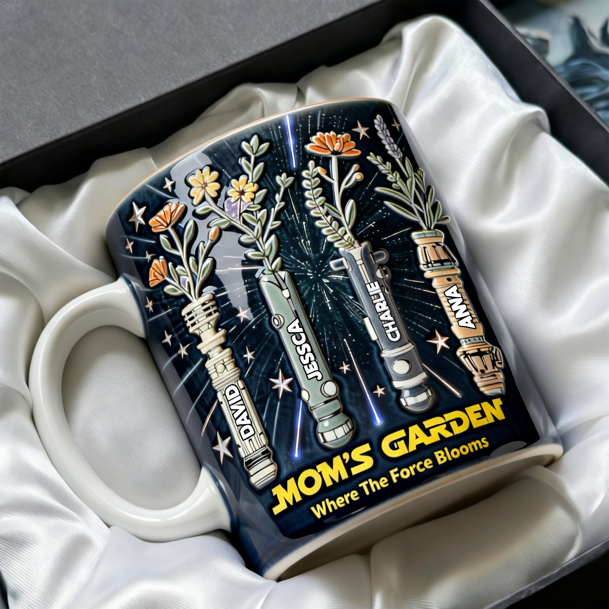 Mom's Floral Garden In Space Coffee Mug - Personalized Gifts For Mother, Grandma, and More Coffee Mug PopCulturePrints