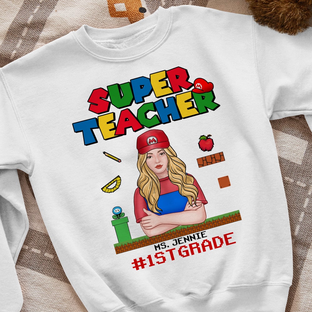 Super Teacher Personalized T-Shirt - Customizable Mario Inspired Teacher Gift