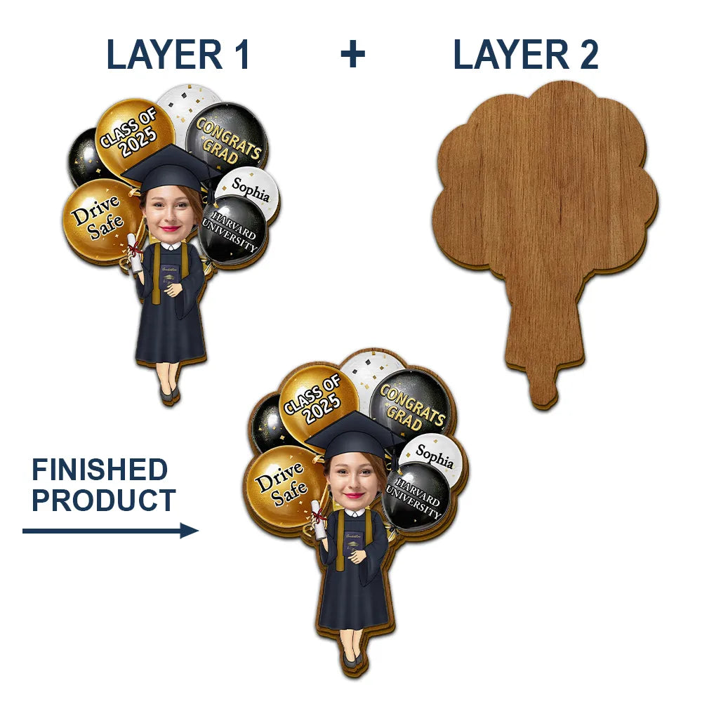 “Drive Safe & Congrats Grad!” - Custom Shaped Car Visor Clip - Personalized Gift for Graduates, Moms & Grandmas Car Visor Clip PopCulturePrints